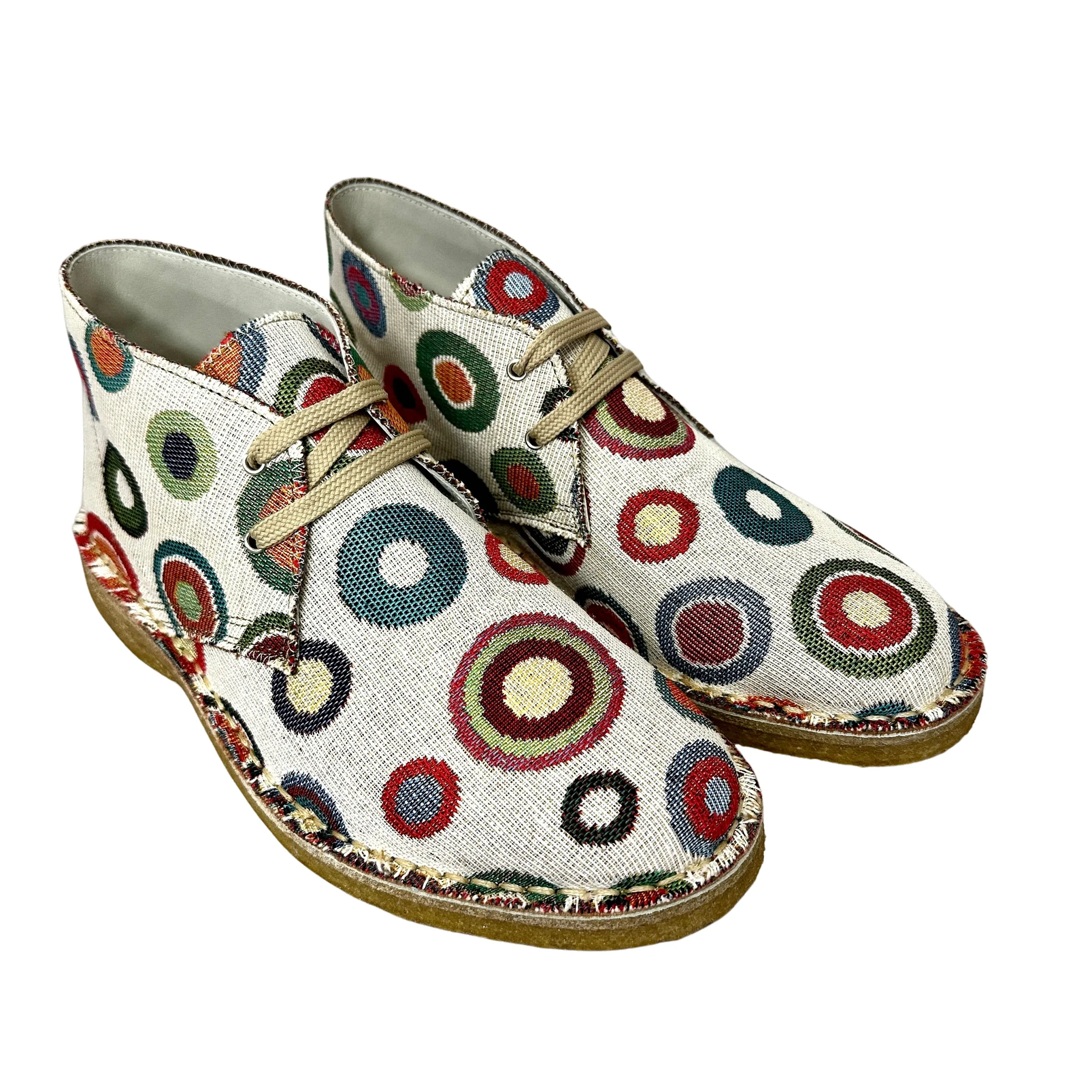 Scarpe di Maremma Polacchina Artigianale Cerchi Mix* Tela Colorata