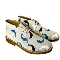 Scarpe di Maremma Polacchina Artigianale Delfini* Tela Colorata