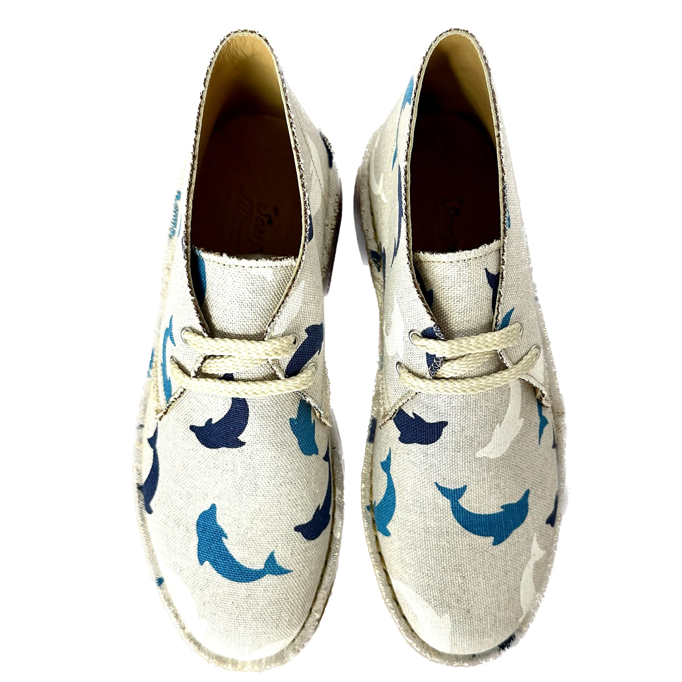 Scarpe di Maremma Polacchina Artigianale Delfini* Tela Colorata