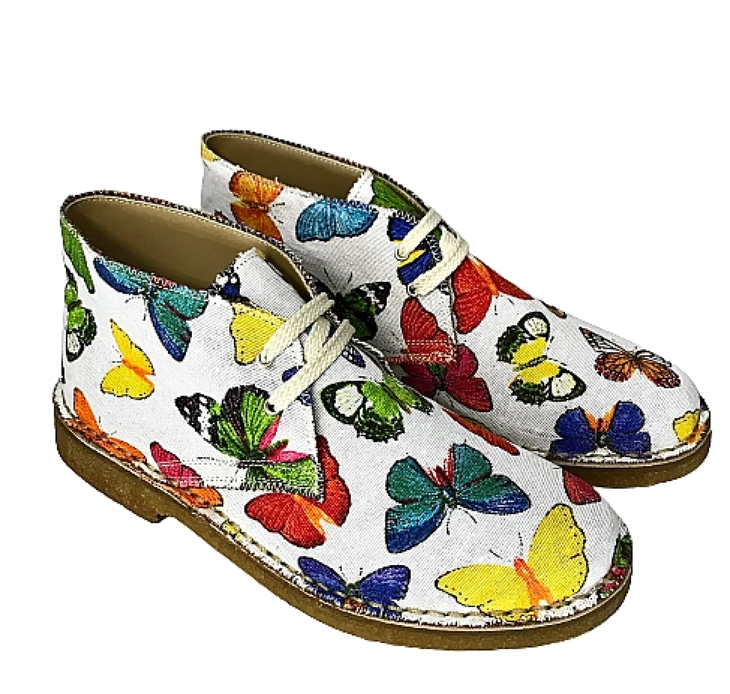 Scarpe di Maremma Polacchina Artigianale Farfalle* Tela Colorata