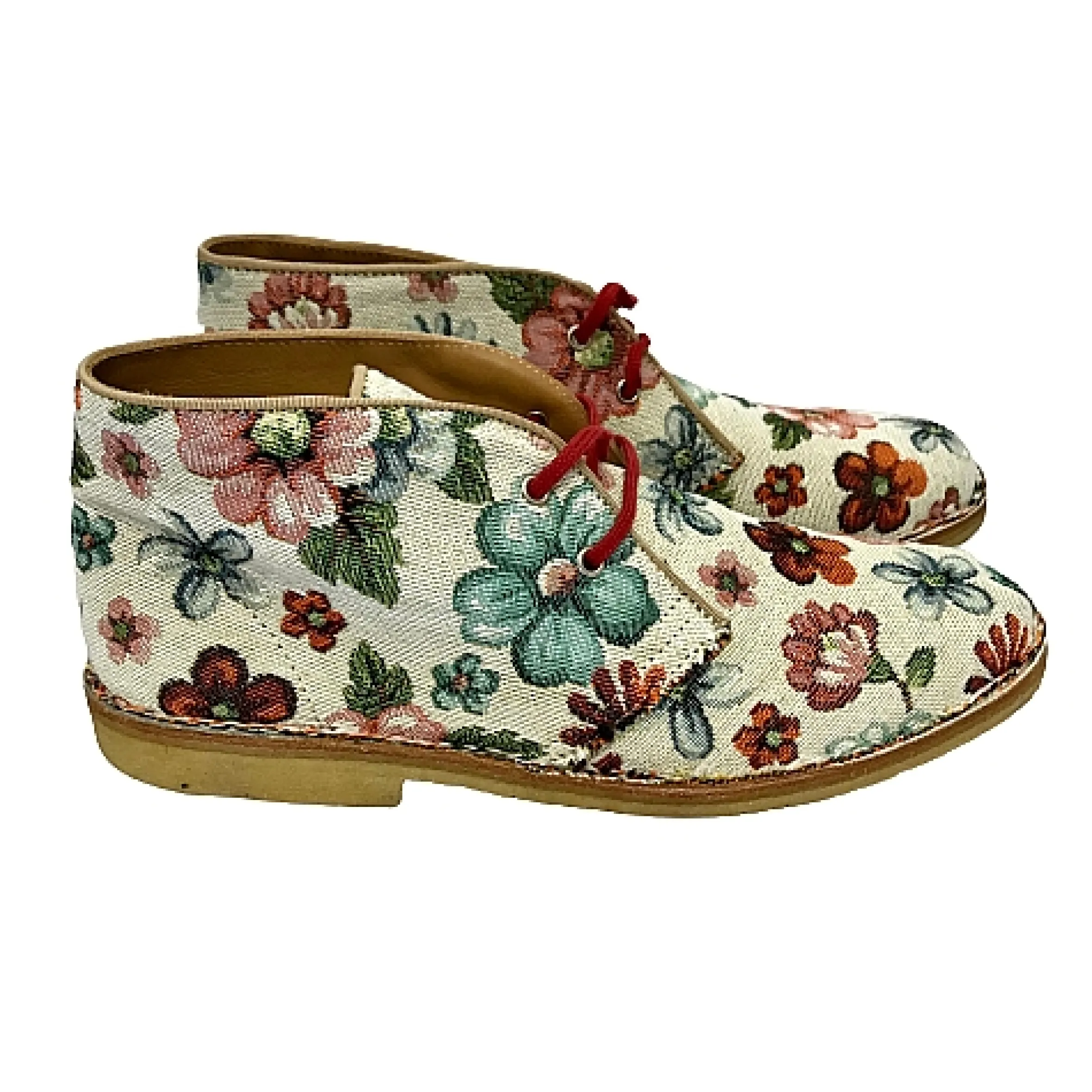 Scarpe di Maremma Polacchina Artigianale Fiori* Tela Colorata