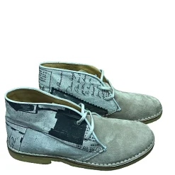 Scarpe di Maremma Polacchina Artigianale Figure Grigie / Camoscio Sabbia* Tela Colorata