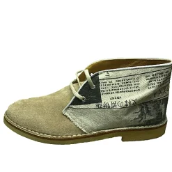 Scarpe di Maremma Polacchina Artigianale Figure Grigie / Camoscio Sabbia* Tela Colorata