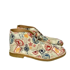 Scarpe di Maremma Polacchina Artigianale Francobolli* Tela Colorata