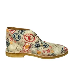 Scarpe di Maremma Polacchina Artigianale Francobolli* Tela Colorata