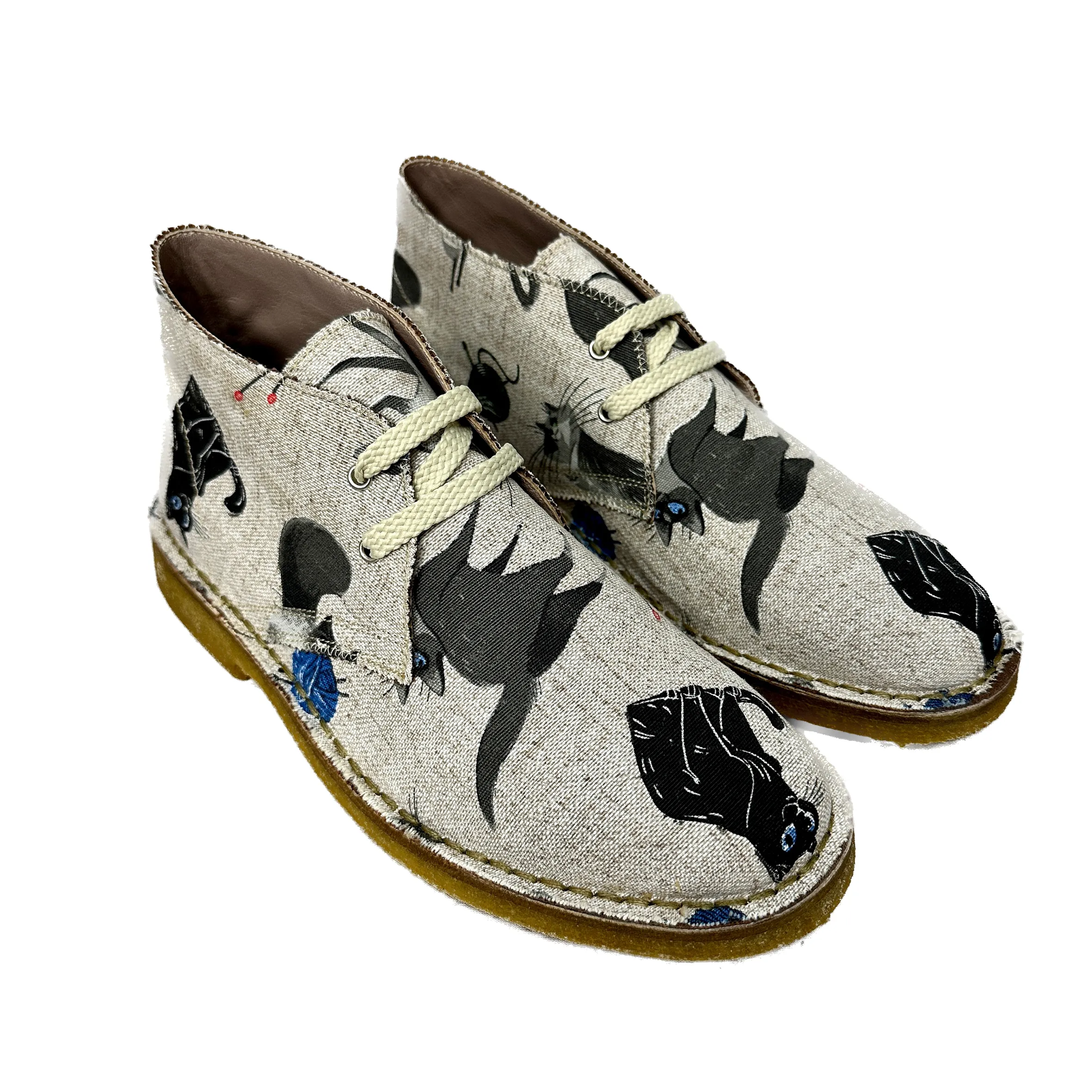 Scarpe di Maremma Polacchina Artigianale Gatti* Tela Colorata