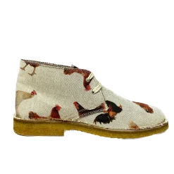 Scarpe di Maremma Polacchina Artigianale Galline* Tela Colorata