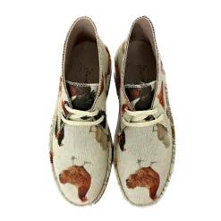 Scarpe di Maremma Polacchina Artigianale Galline* Tela Colorata