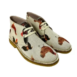 Scarpe di Maremma Polacchina Artigianale Galline* Tela Colorata