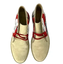 Scarpe di Maremma Polacchina Artigianale Gallina / Camoscio Beige* Tela Colorata