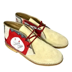 Scarpe di Maremma Polacchina Artigianale Gallina / Camoscio Beige* Tela Colorata