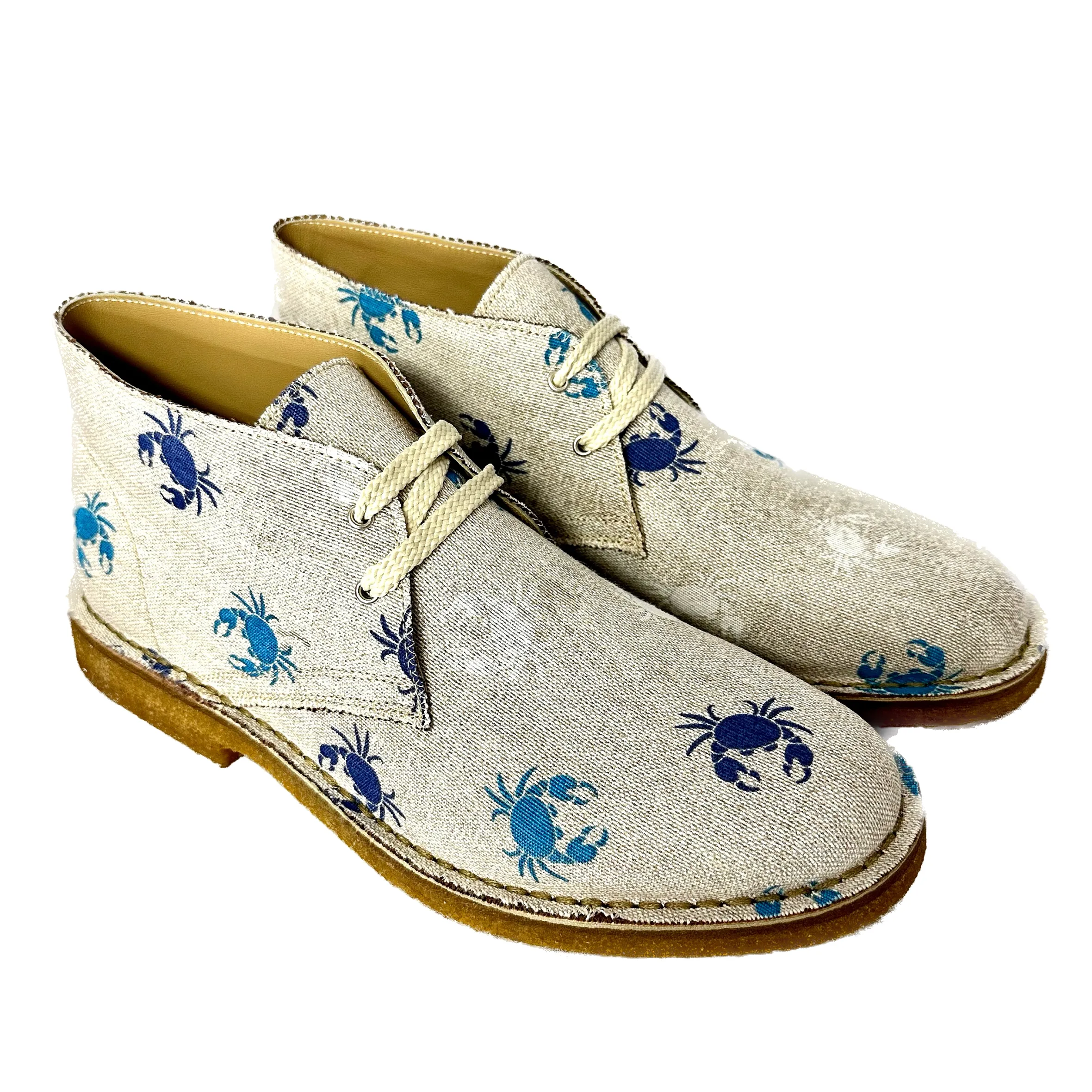 Scarpe di Maremma Polacchina Artigianale Granchi* Tela Colorata