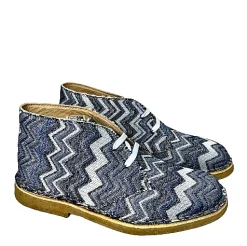 Scarpe di Maremma Polacchina Artigianale Missoni Blu* Tela Colorata