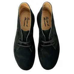 Scarpe di Maremma Polacchina Artigianale Nera Interno In Pelle* Monocolore Camoscio
