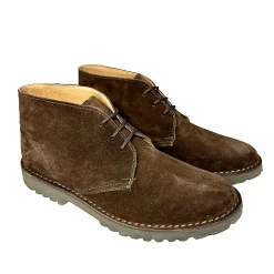 Scarpe di Maremma Polacchina Artigianale Testa Di Moro Carrarmato Interno In Pelle* Monocolore Camoscio