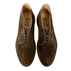 Scarpe di Maremma Polacchina Artigianale Testa Di Moro Carrarmato Interno In Pelle* Monocolore Camoscio