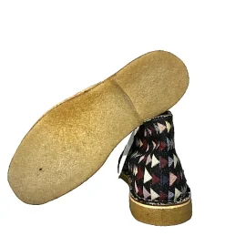 Scarpe di Maremma Polacchina Artigianale Triangoli Scuri* Tela Colorata