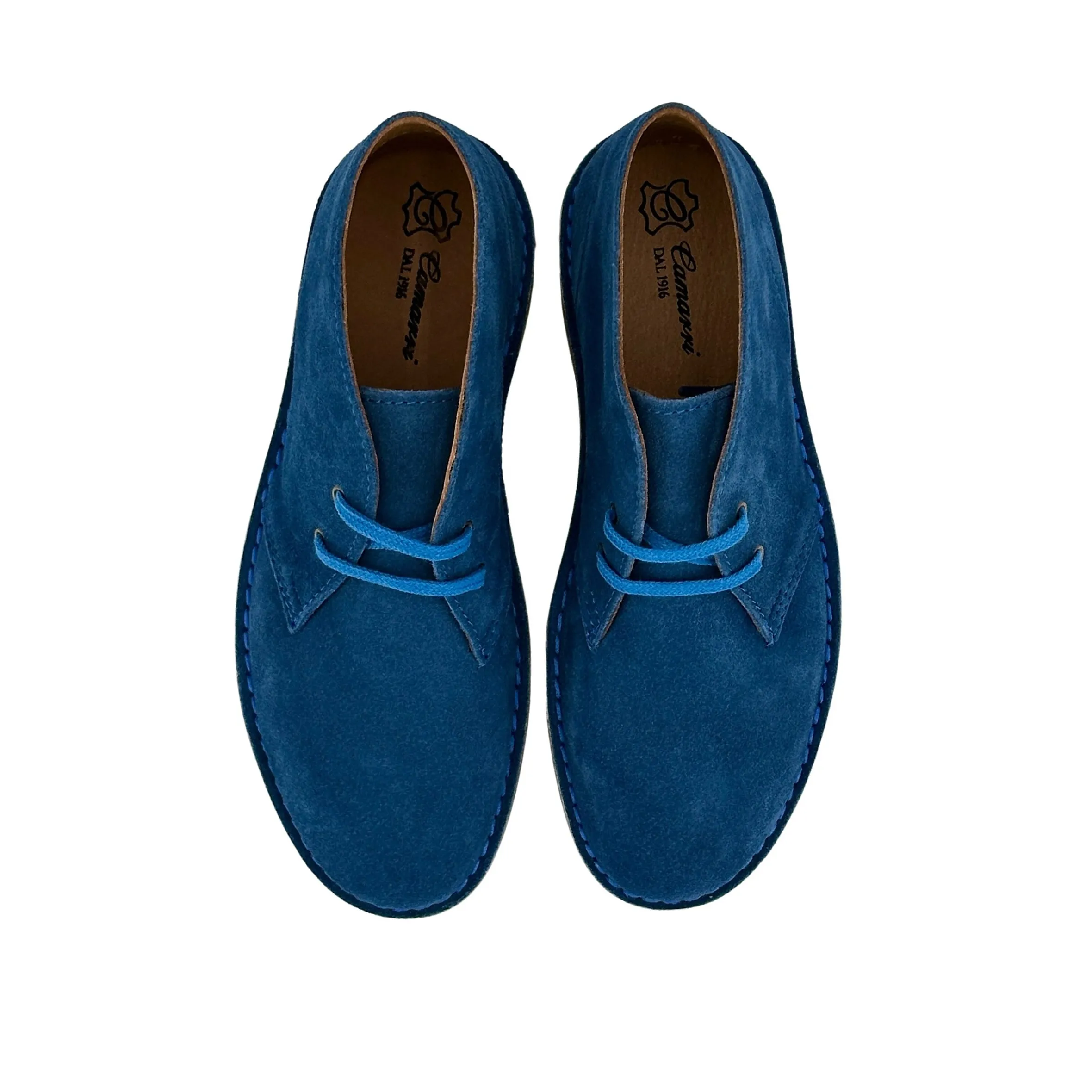Scarpe di Maremma Polacchina Artigianale Turchese Interno In Pelle* Monocolore Camoscio