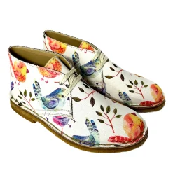 Scarpe di Maremma Polacchina Artigianale Uccellini* Tela Colorata