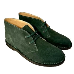 Scarpe di Maremma Polacchina Artigianale Verde Interno In Pelle* Monocolore Camoscio