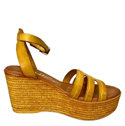 Scarpe di Maremma Sandalo Con Zeppa In Pelle Giallo*Donna Sandali & Ciabatte