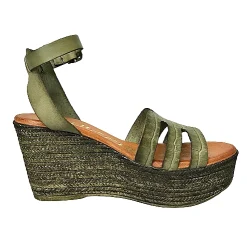 Scarpe di Maremma Sandalo Con Zeppa In Pelle Verde*Donna Sandali & Ciabatte