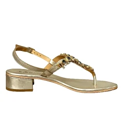 Scarpe di Maremma Sandalo Gioiello Infradito In Pelle Oro Laminata*Donna Sandali & Ciabatte