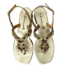Scarpe di Maremma Sandalo Gioiello Infradito In Pelle Oro Laminata*Donna Sandali & Ciabatte
