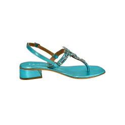 Scarpe di Maremma Sandalo Gioiello Infradito In Pelle Azzurra Laminata*Donna Sandali & Ciabatte