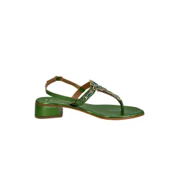 Scarpe di Maremma Sandalo Gioiello Infradito In Pelle Verde Laminata*Donna Sandali & Ciabatte