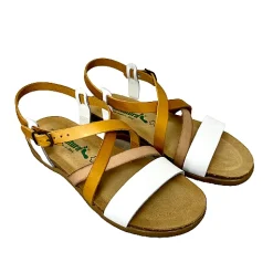 Scarpe di Maremma Sandalo In Pelle Bionatura Giallo E Bianco*Donna Sandali & Ciabatte