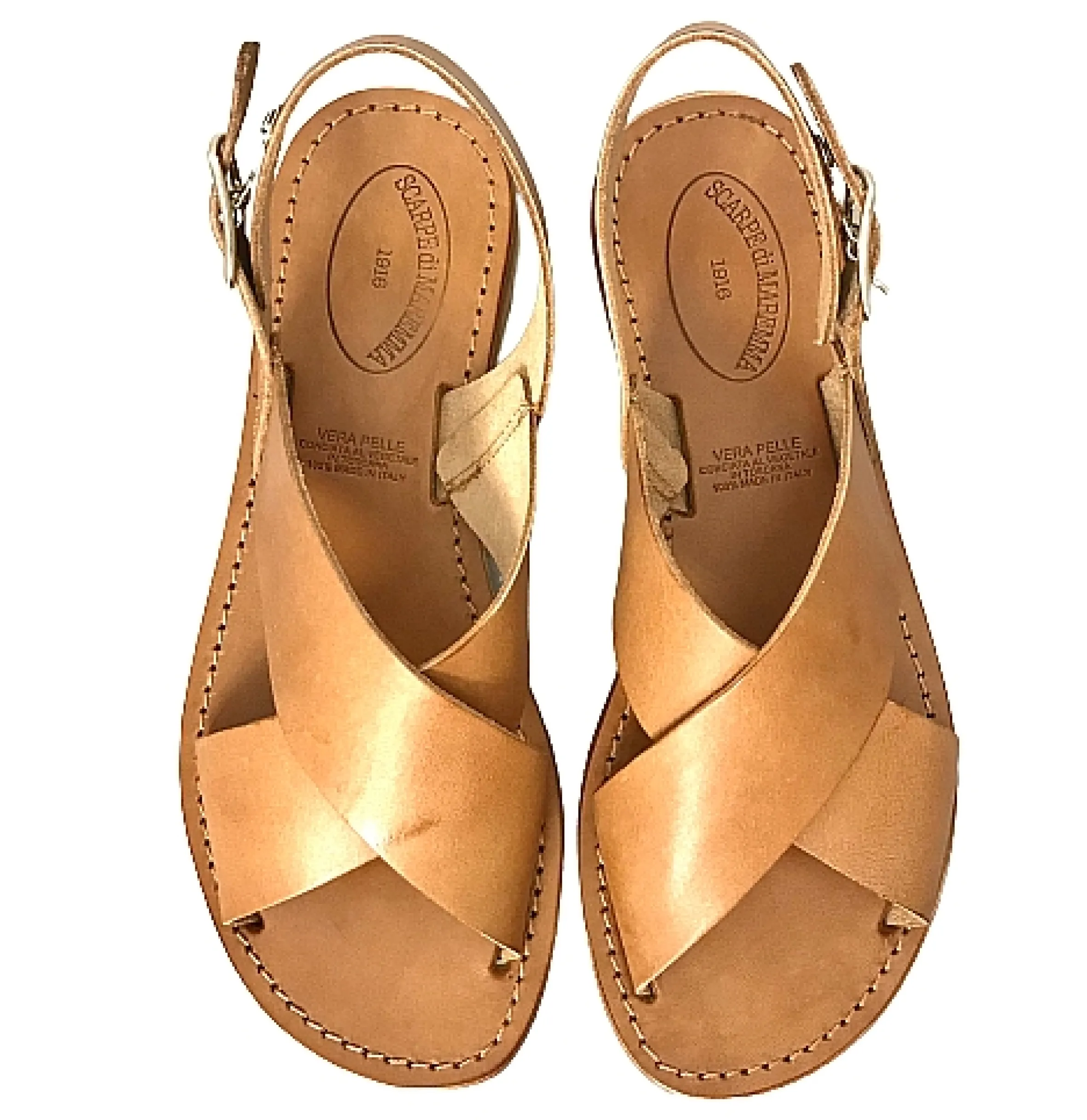 Scarpe di Maremma Sandalo In Pelle Cuoio Bruciato Mod. 9901*Donna Sandali & Ciabatte