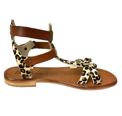 Scarpe di Maremma Sandalo In Pelle E Cavallino Leopardato Mod.C13*Donna Sandali & Ciabatte