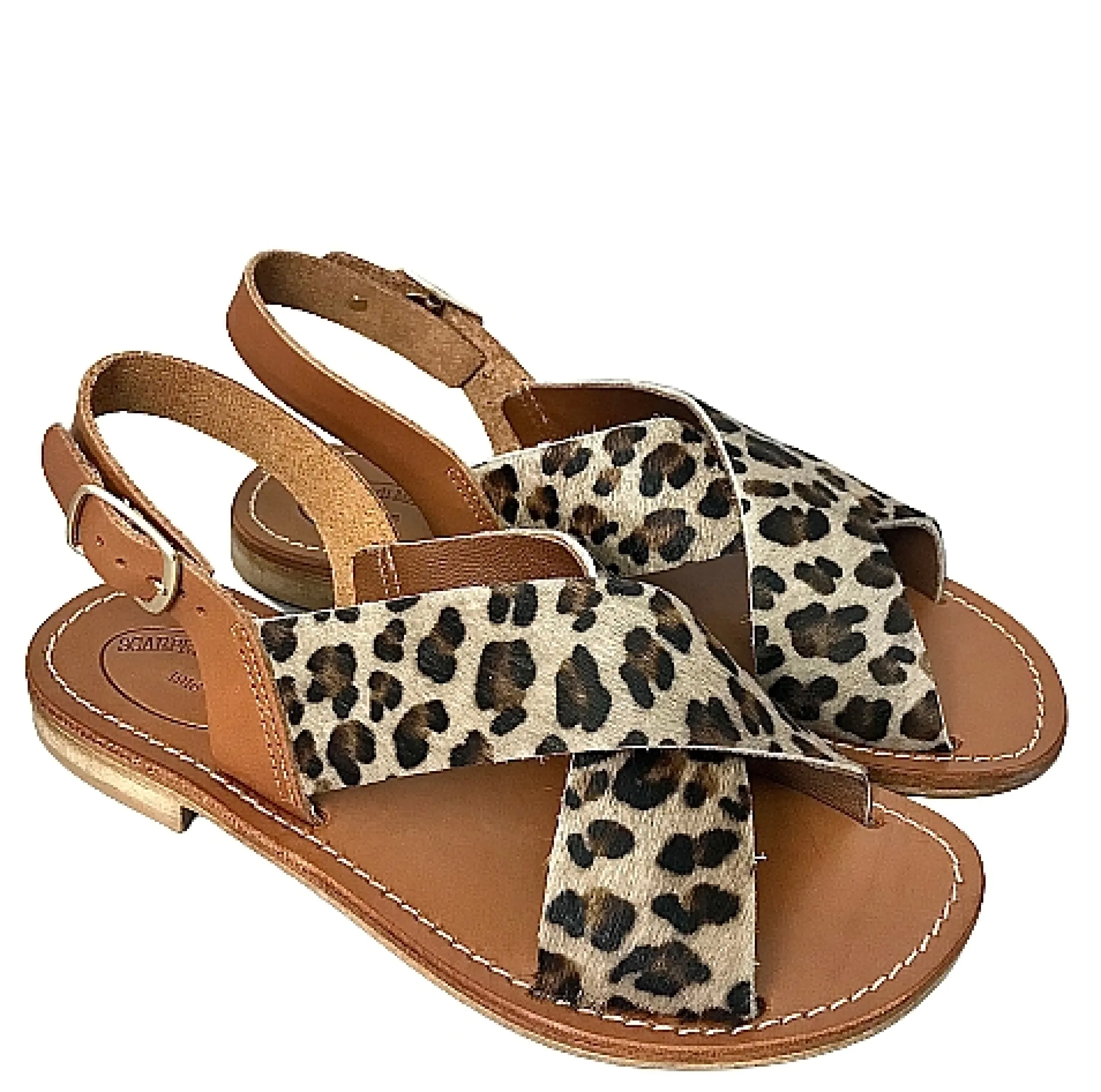 Scarpe di Maremma Sandalo In Pelle E Cavallino Leopardato Mod. Lara*Donna Sandali & Ciabatte