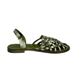 Scarpe di Maremma Sandalo In Pelle Intrecciata Verde Mod. Ibiza*Donna Sandali & Ciabatte