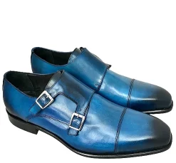 Scarpe di Maremma Scarpa Artigianale Cucita Blake Celeste Con Fibbie*Uomo Fibbie