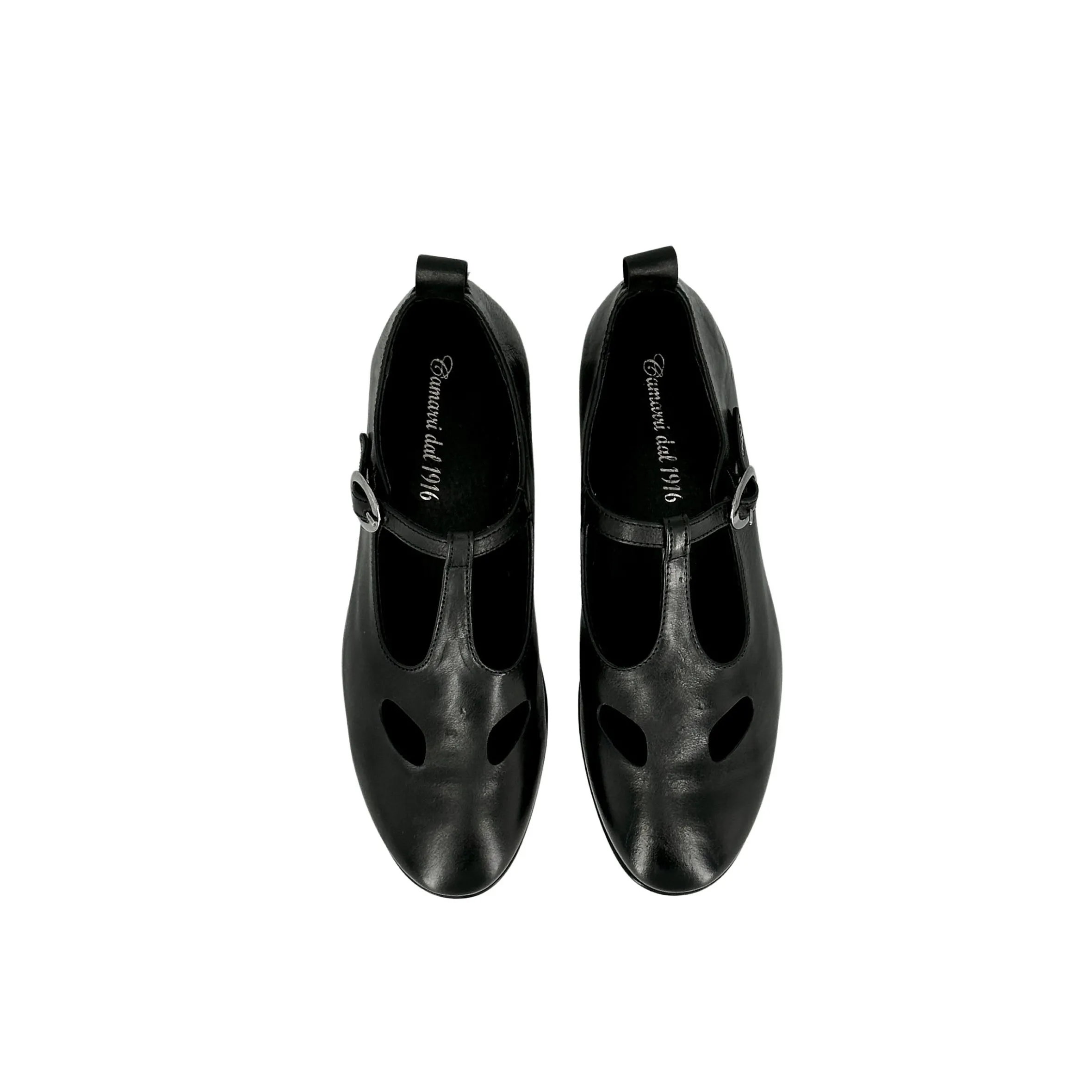 Scarpe di Maremma Scarpa Con Occhietti E Fibbia Artigianale In Pelle Tuffata Nera*Donna Scarpe Stringate