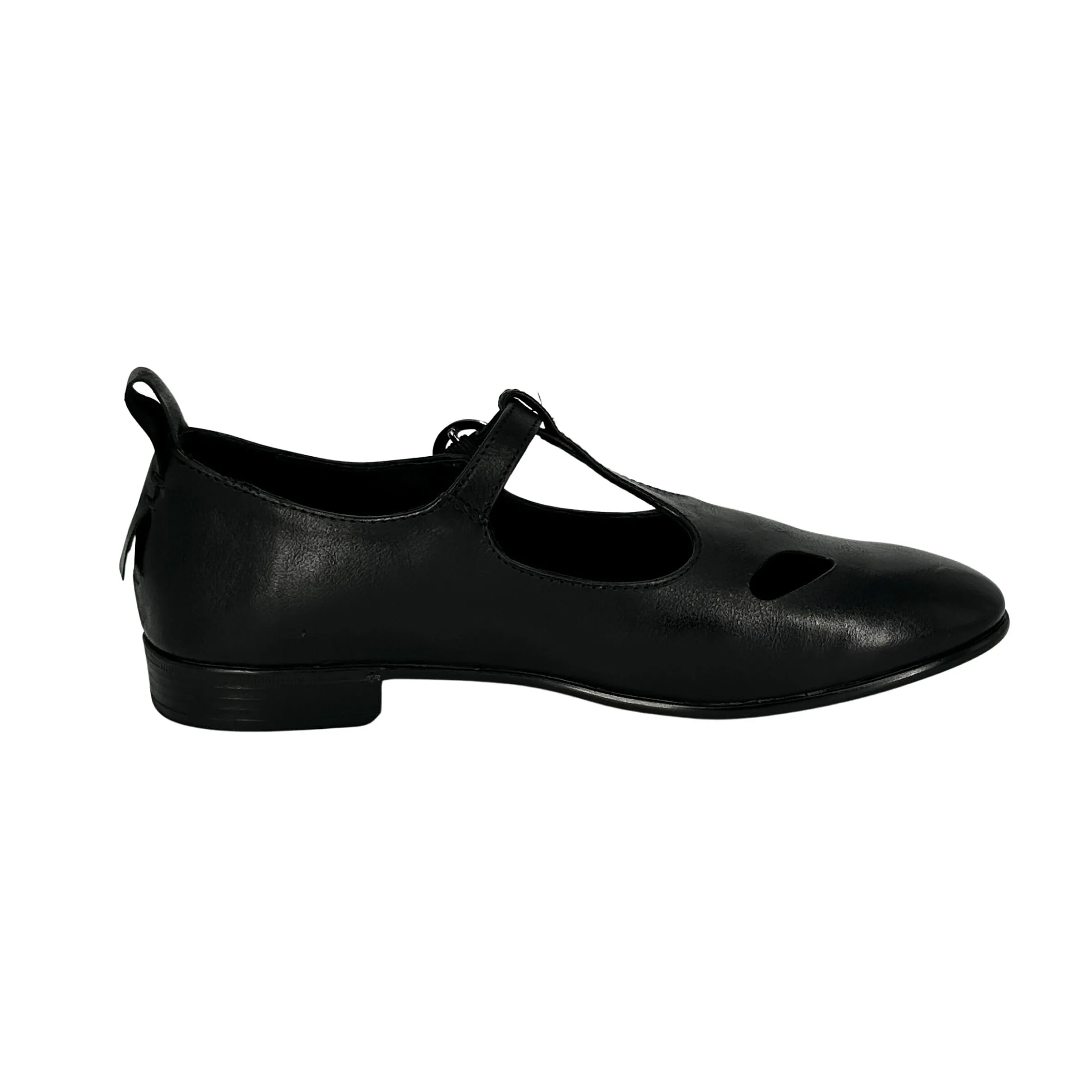 Scarpe di Maremma Scarpa Con Occhietti E Fibbia Artigianale In Pelle Tuffata Nera*Donna Scarpe Stringate