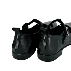 Scarpe di Maremma Scarpa Con Occhietti E Fibbia Artigianale In Pelle Tuffata Nera*Donna Scarpe Stringate