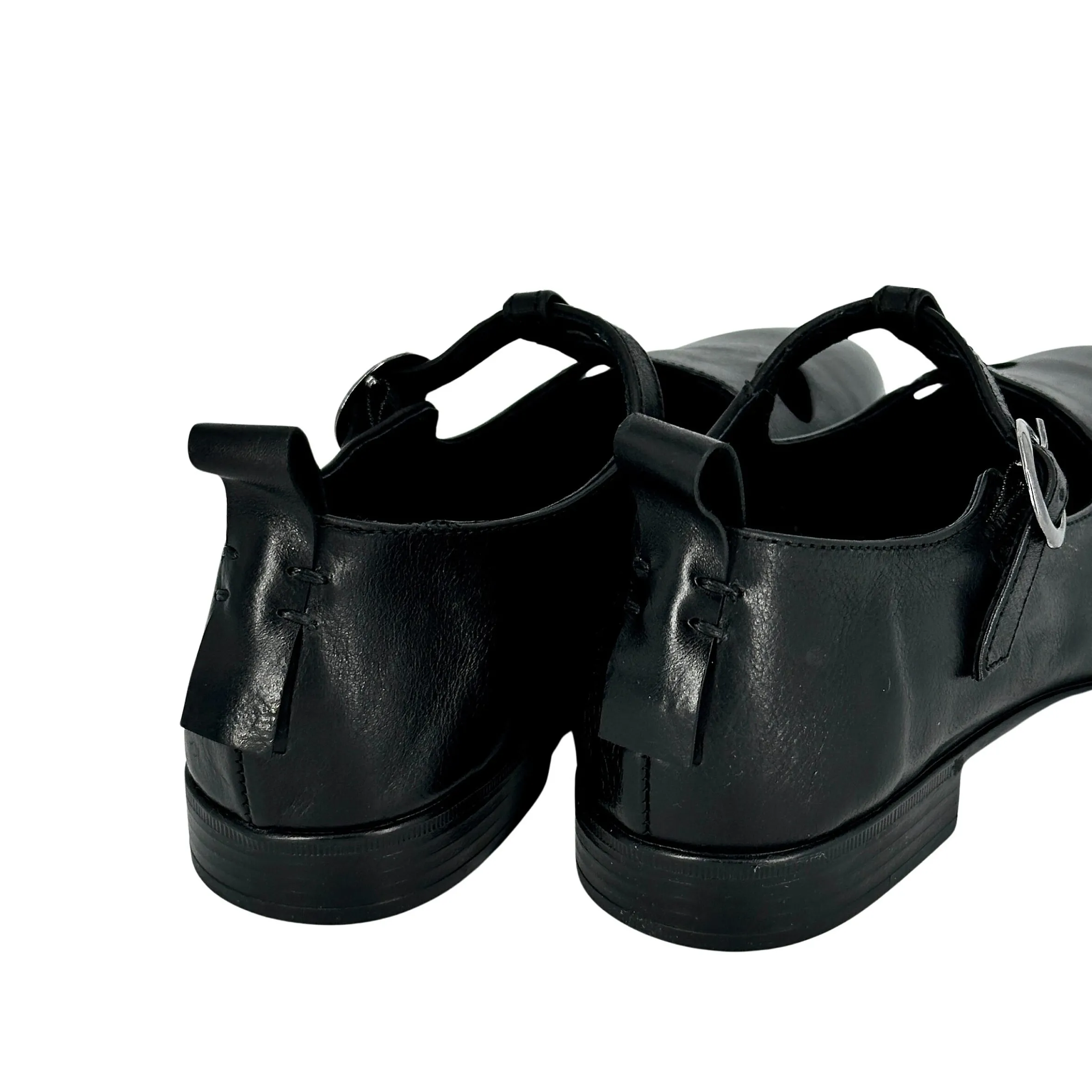 Scarpe di Maremma Scarpa Con Occhietti E Fibbia Artigianale In Pelle Tuffata Nera*Donna Scarpe Stringate