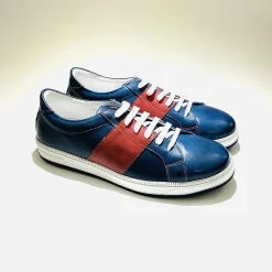 Scarpe di Maremma Sneakers Bassa In Pelle Blu/Rossa*Uomo Sneakers