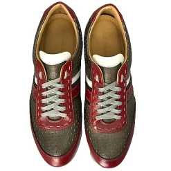 Scarpe di Maremma Sneakers Bassa In Pelle Grigia E Rossa*Uomo Sneakers