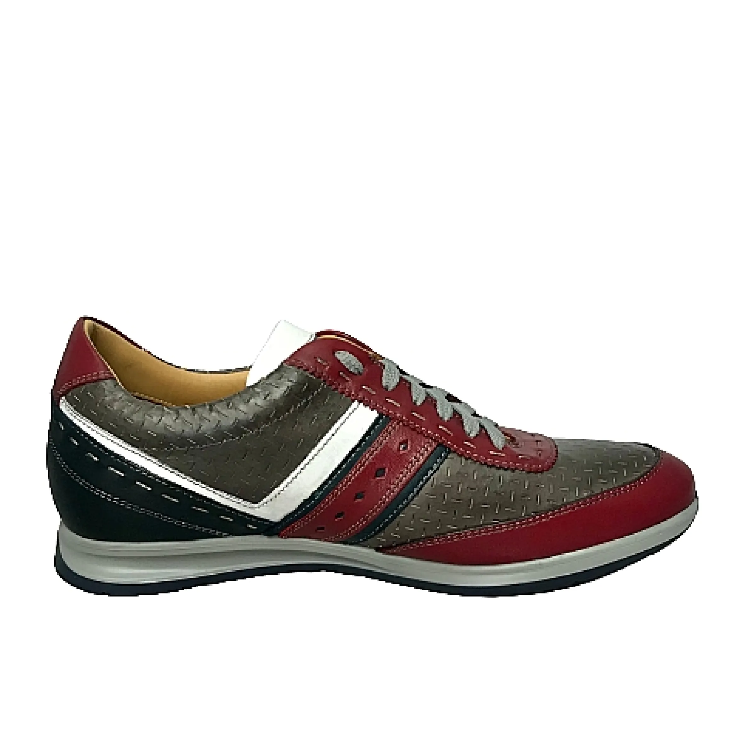 Scarpe di Maremma Sneakers Bassa In Pelle Grigia E Rossa*Uomo Sneakers