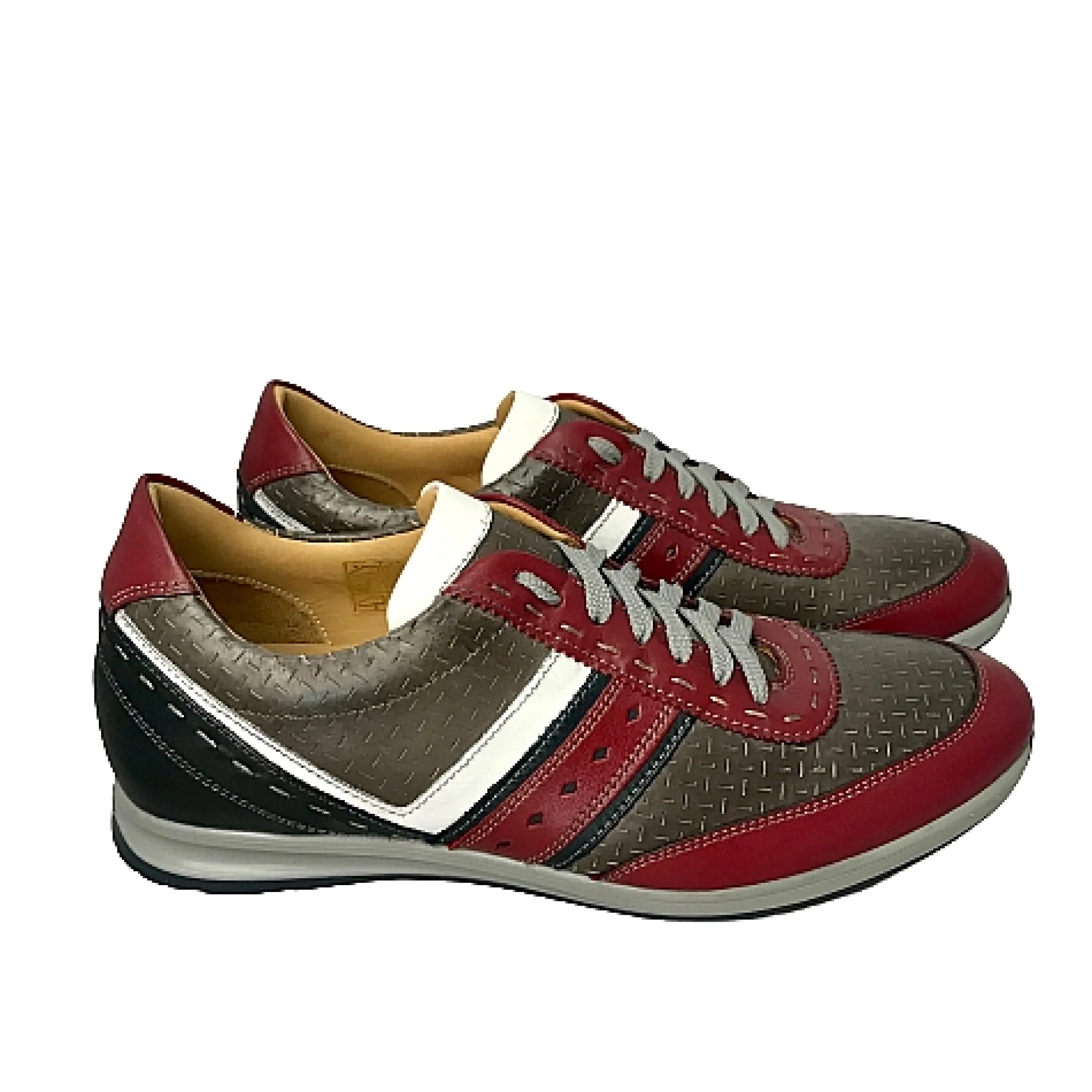 Scarpe di Maremma Sneakers Bassa In Pelle Grigia E Rossa*Uomo Sneakers