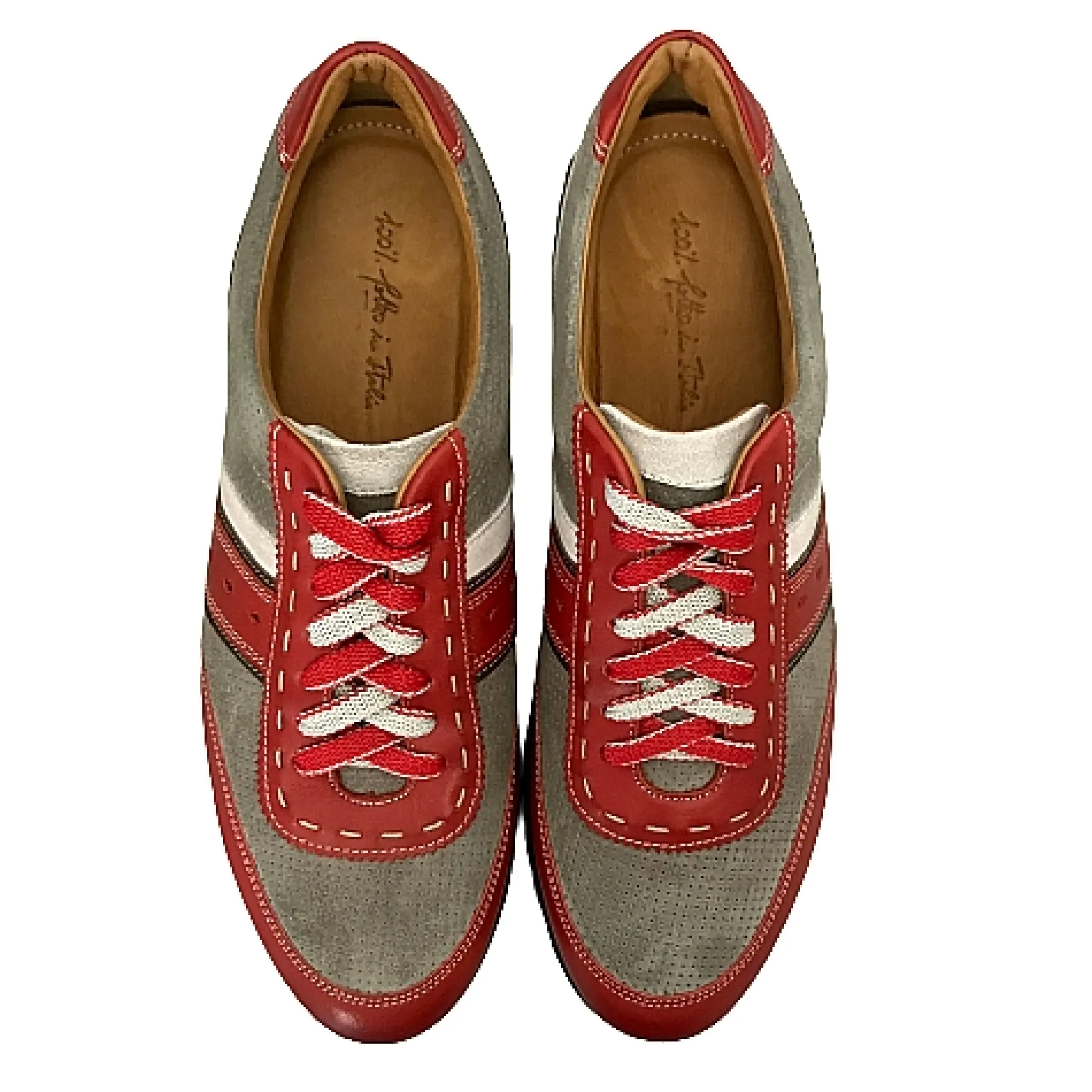Scarpe di Maremma Sneakers Bassa In Pelle Grigia E Rossa*Uomo Sneakers