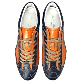 Scarpe di Maremma Sneakers Race Artigianale In Pelle Arancione E Blu*Uomo Sneakers