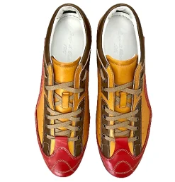 Scarpe di Maremma Sneakers Race Artigianale In Pelle Ocra E Rossa*Uomo Sneakers