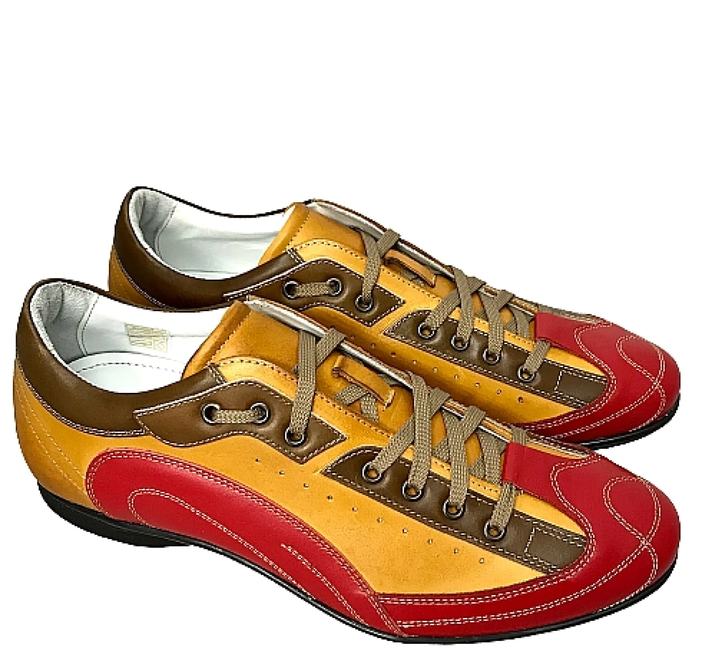 Scarpe di Maremma Sneakers Race Artigianale In Pelle Ocra E Rossa*Uomo Sneakers