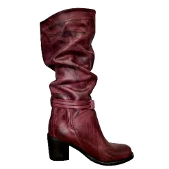 Scarpe di Maremma Stivale Alto Artigianale Arricciato Bordeaux*Donna Stivali