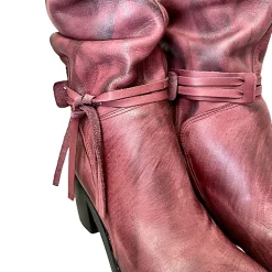 Scarpe di Maremma Stivale Alto Artigianale Arricciato Bordeaux*Donna Stivali